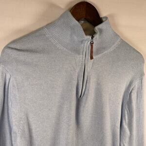 J.Crew Men’s M 1/4 Zip Cotton Knit Sweater Light Blue Pullover Preppy Classic